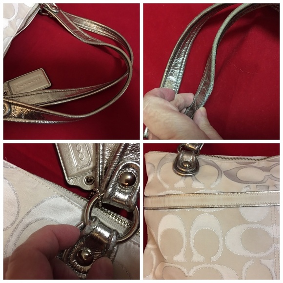SOLD! COACH  Outline Signature Metallic GLAM Tote - Picture 3 of 8